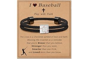 Lydow Baseball/Soccer/Basketball/Football Cross Bracelet for Graduation Boys Men Son Teen Players Team Lovers Grandson Birthday Gifts