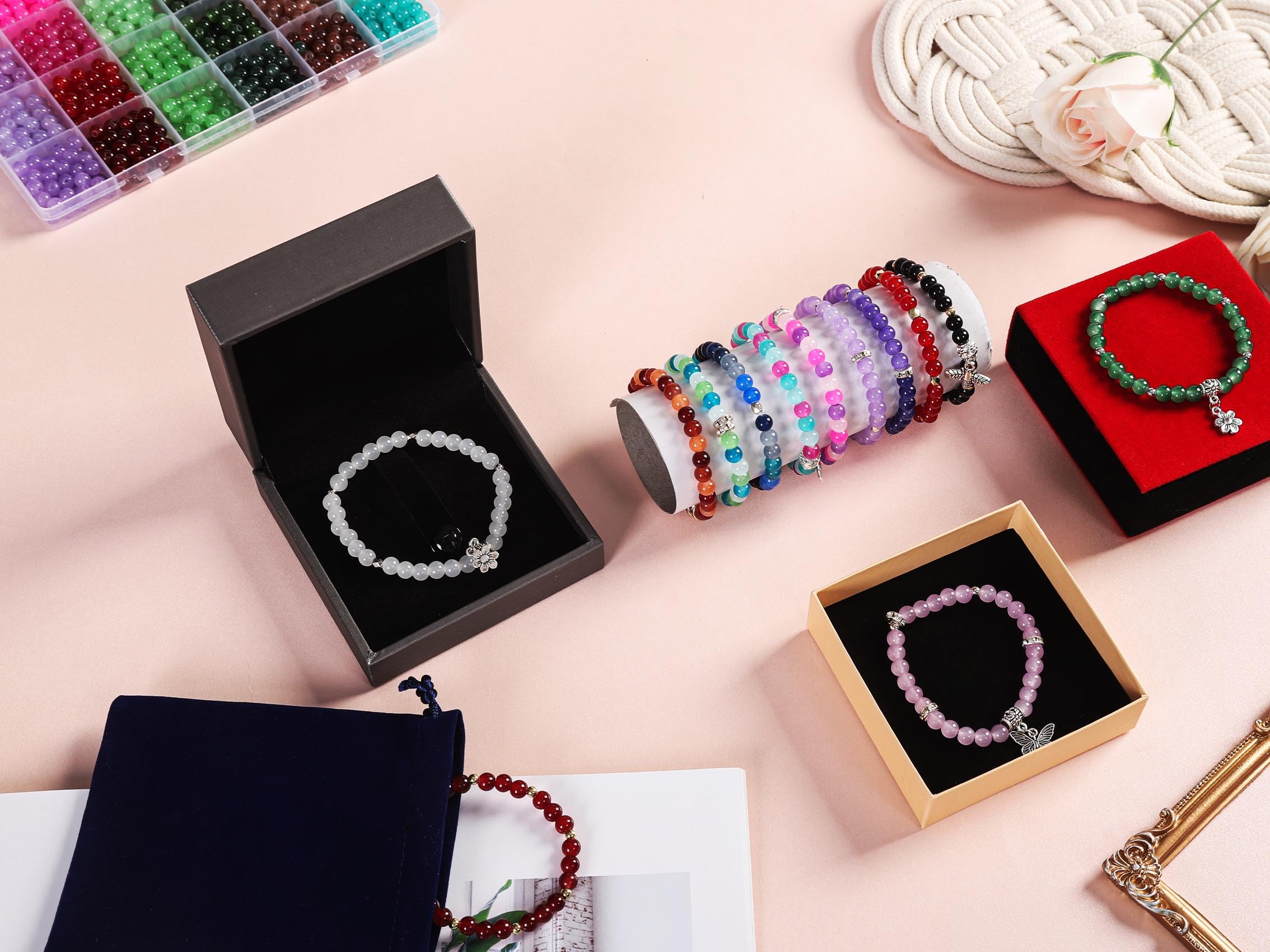 XJRLUK Glass Beads Bracelet Making Kit, 3000 pcs 72 Colors 6 mm Crystal Glass Beads for Jewelry Making, Glass Beads Kits for Beginners DIY Earrings Necklaces Rings Crafts Birthday Gifts