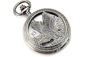 SIBOSUN Eagle Design Pocket Watch with Chain Antique Pocket Watch Quartz Movement Men's Qocket Watch Arabic Numeral Dial