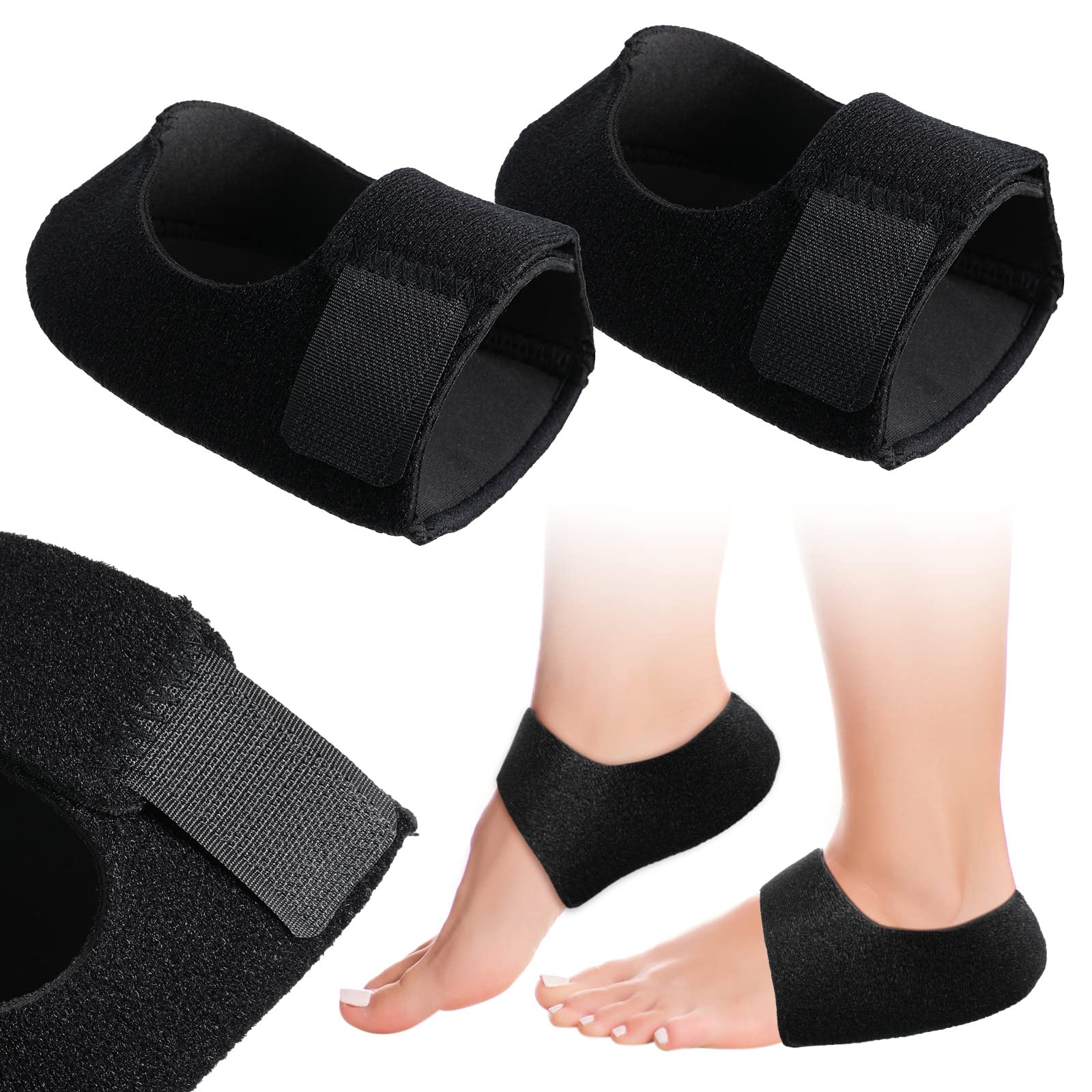 Heel Sleeves Cushions Gel Heel Protectors Heel Cushion Pads Heel Cups Heel Support for Plantar Fasciitis/Cracked Heels/Achilles Tendonitis/Heel Spur (L Size: UK Women 5.5-11+ Men 6-11.5), 2 Pcs