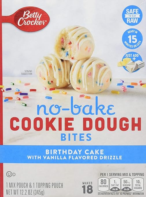 Betty Crocker No Bake Cookie Dough Bites, Birthday Cake, (Pack Of 8