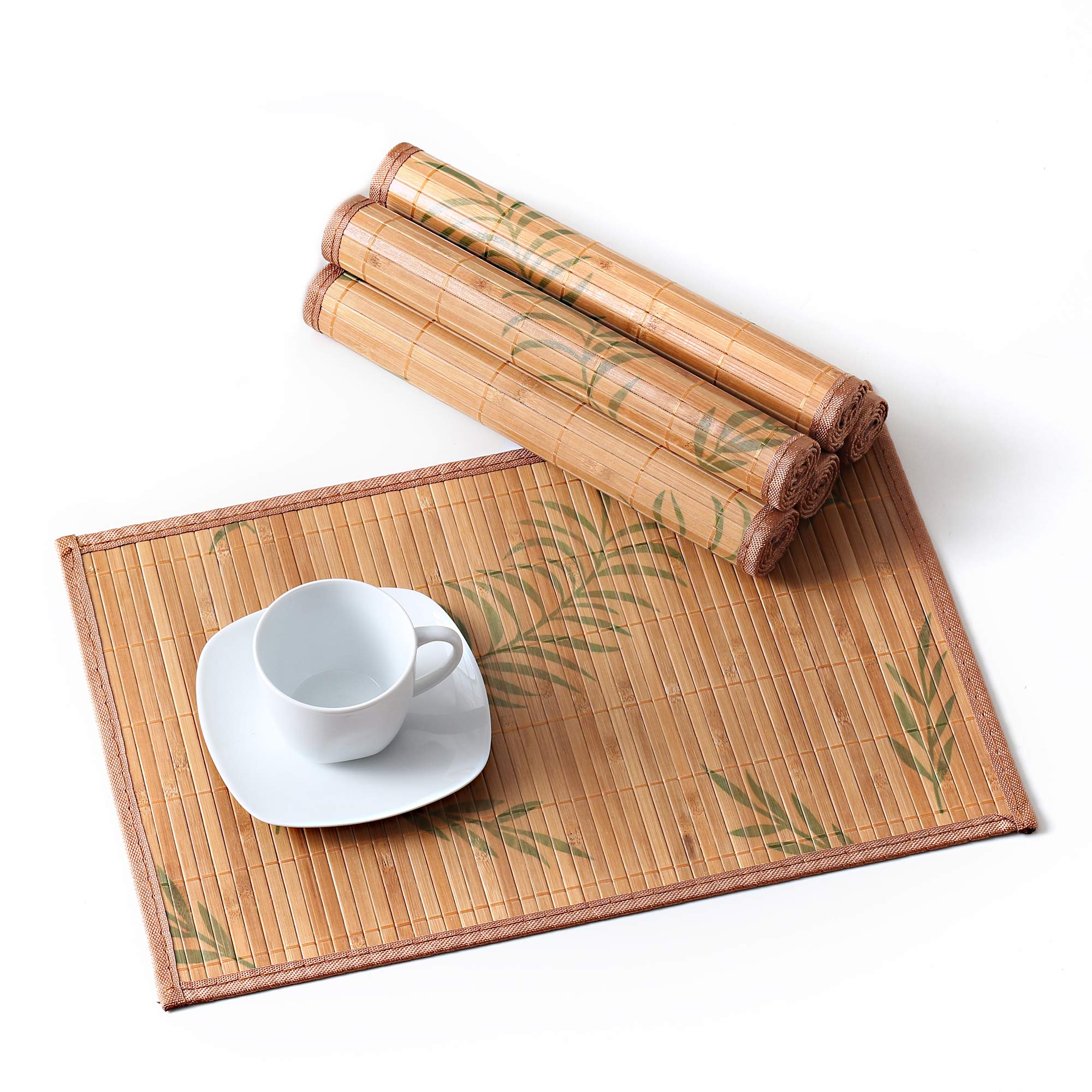 LOVECASA, Bamboo Placemat 6 Pcs, Washable Placemats, Non-Slip, Heat Resistant Table Mat