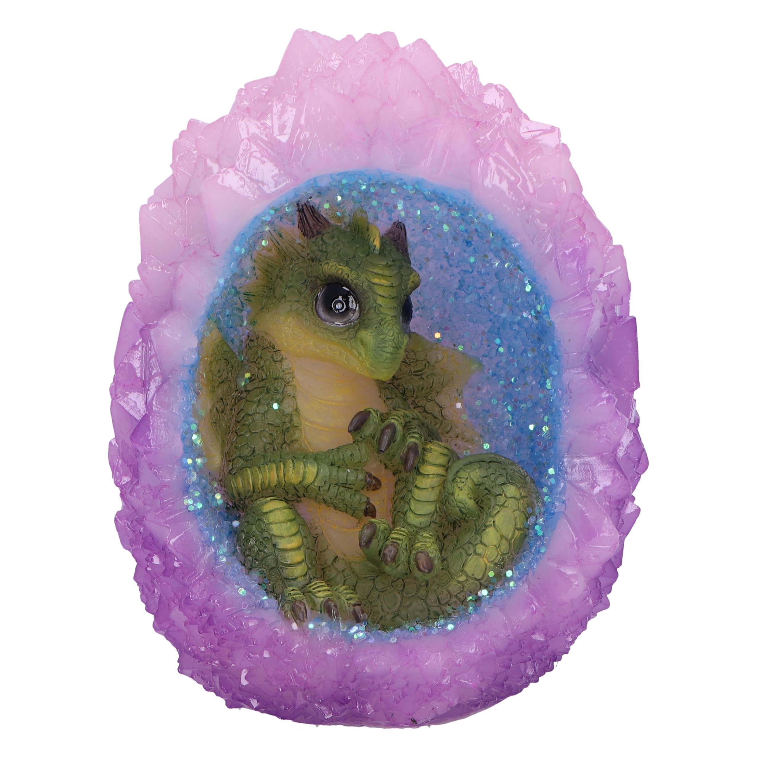 Nemesis Now Geode Nest (Green) 12.5cm, Resin, Pink Dragon Ornament, Collectable Dragon Giftware, Cast in the Finest Resin, Expertly Hand-Painted, U6706A24