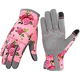 YRTSH Leather Gardening Gloves for Women, Flexible Breathable Garden Gloves,Thorn Proof Working Gloves for Weeding, Digging and Pruning, Medium, Pink