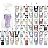 Tioncy 50 Set Employee Appreciation Gifts Bulk Team Thank You Cups with Lids and Straws Plastic Tumblers 24 oz for Coworker Social Worker Office Staff Nurse Doctor Teacher(Grateful,Multicolor)