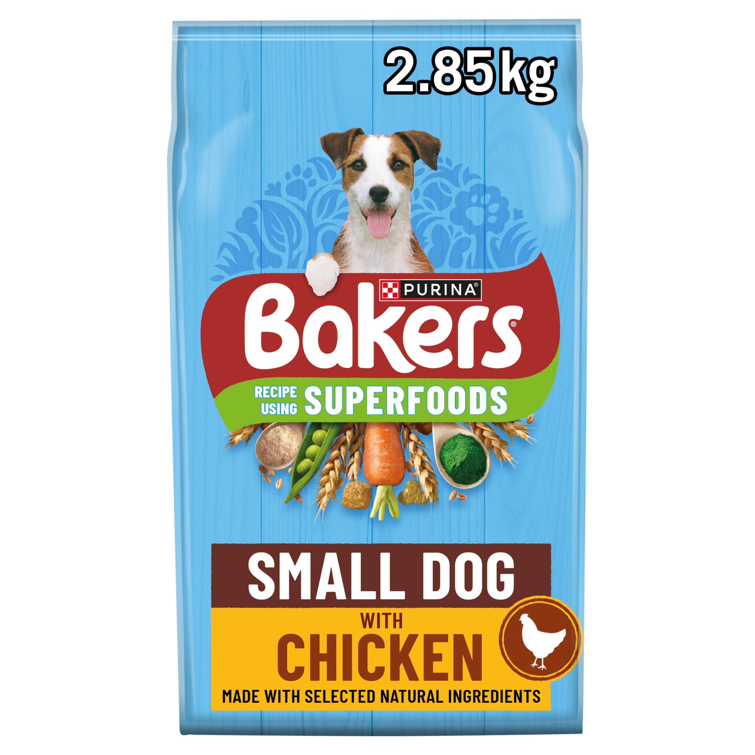 BAKERS Superfoods Small Dog Adult Dry Dog Food Chicken 2.85kg (Pack of 4)