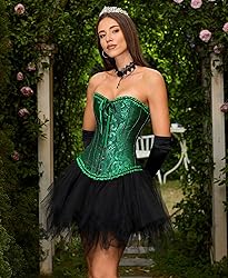 SZIVYSHI Black and Green Corset for Women - Bustier