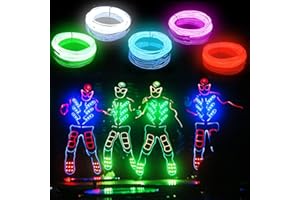 melndiea EL Wire 5 Pack-9.8ft Portable Neon Rope Lights Strip-Wearable Battery Pack Body Lights-360°Illumination-Super Bright-Cuttable-DIY Halloween Christmas Festival Party Bar Cosplay Costume
