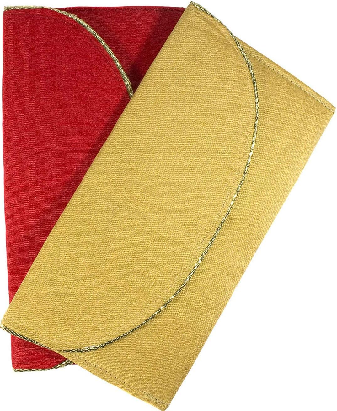 Desi Favors Shagun Money Envelopes for Christmas/Weddings/Diwali - Pack of 2 Envelopes (Red/Gold, and Yellow/Gold)