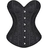 JASGOOD Corset Tops for Women Overbust Bustier - Lace up Jacquard Shapewear Lingerie Halloween Costume Corset
