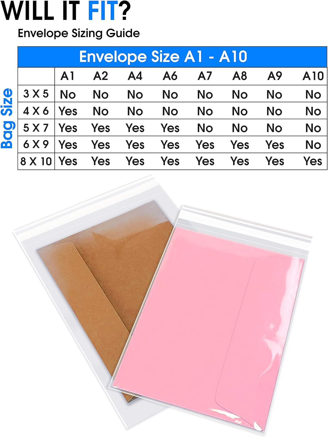 Pack It Chic - 6” X 9” (1000 Pack) Clear Resealable Cellophane Cello Bags - Fits 6X9 Prints, Photos, A7 A8 A9 Cards & Envelopes - Self Seal (More Sizes Available): Arts, Crafts & Sewing