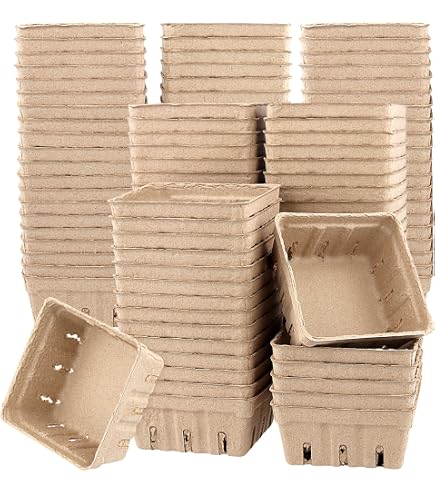 HOIGON 120 PCS Paper Pulp Berry Baskets, 3.7 X1.8 Inch