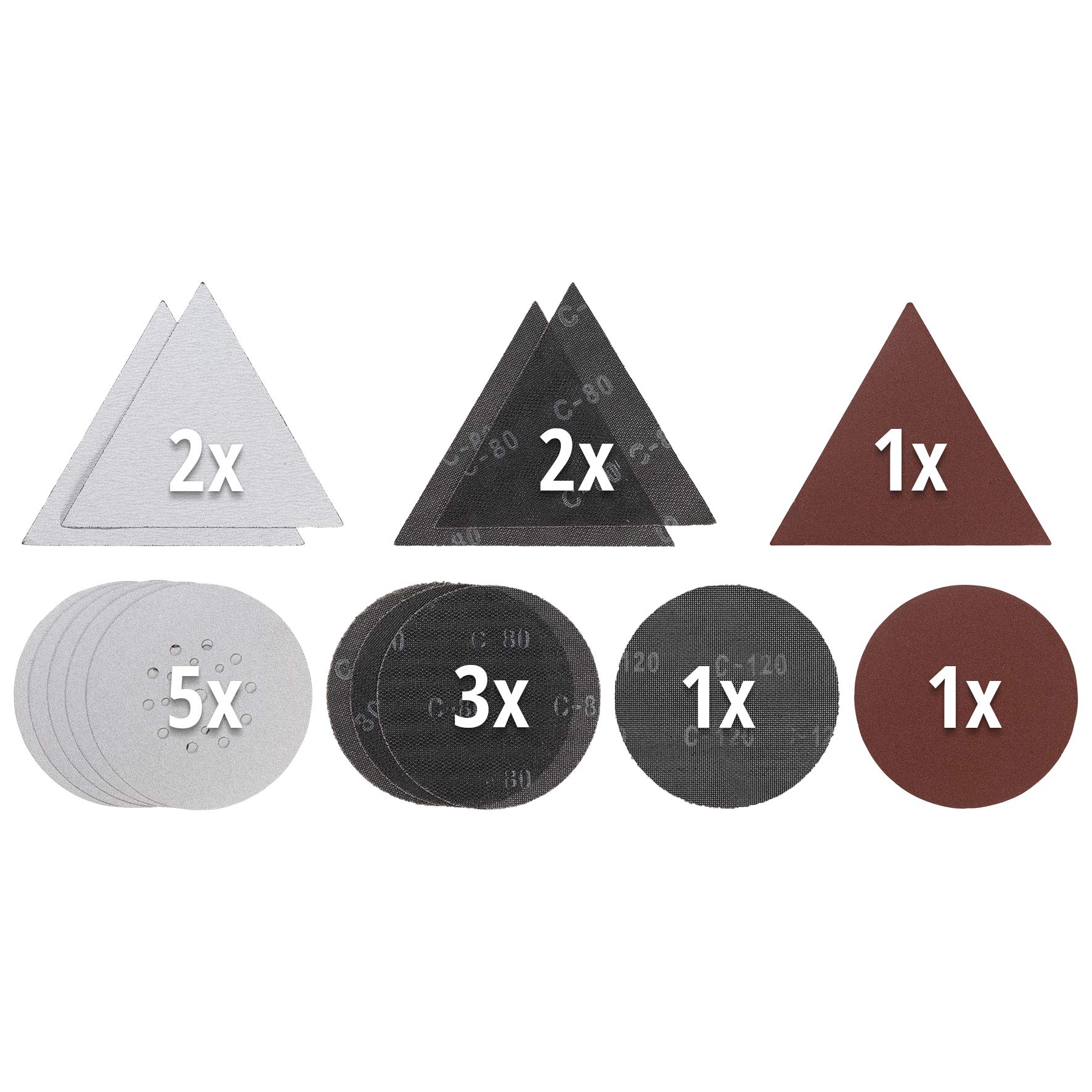 Original Einhell 15-Piece Grid & Sandpaper Set (Drywall Sander Accessories, Diameter 225 mm, 287 x 287 x 287 mm, 13x P80, 2x P120, for Einhell Drywall Sander)