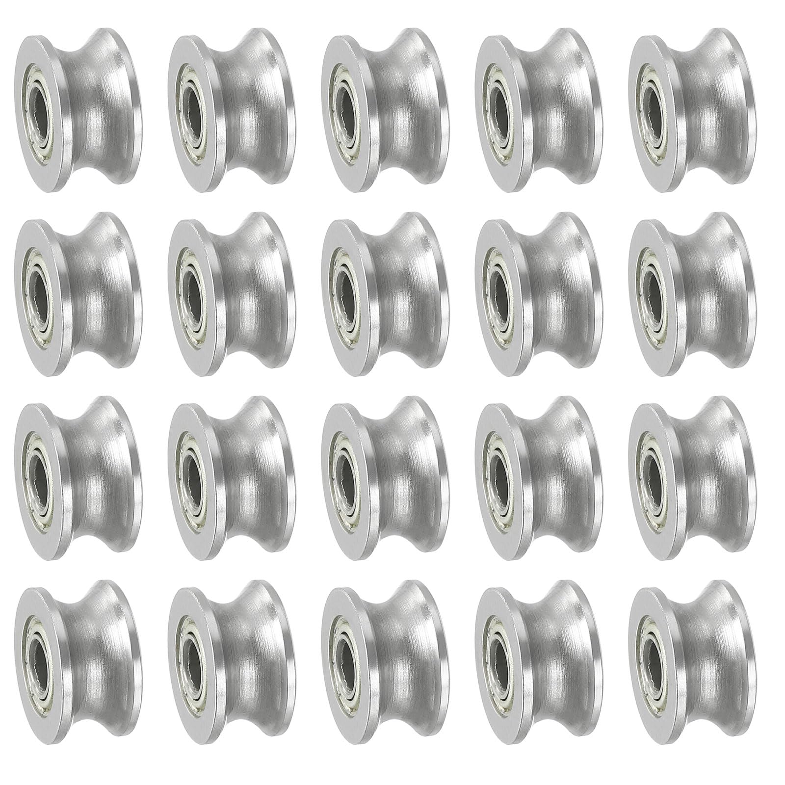 Photo 1 of PATIKIL U-Groove Bearing, 20 Pack 4x13x7mm U Groove Guide Pulley Carbon Steel Sealed Ball Bearings Rail Roller Bearing Wheel for Track Liner Motion System