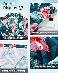 Poekuao Men's Hawaiian Matching Set Summer Beach