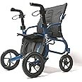 Strongback Mobility SEATA Lightweight Rollator Walker - Extremely Comfortable Foldable Transport Rollator - with a 19" Full-Sized Seat & Ergonomic Back Support - with 9” Front and 12” Rear Wheels