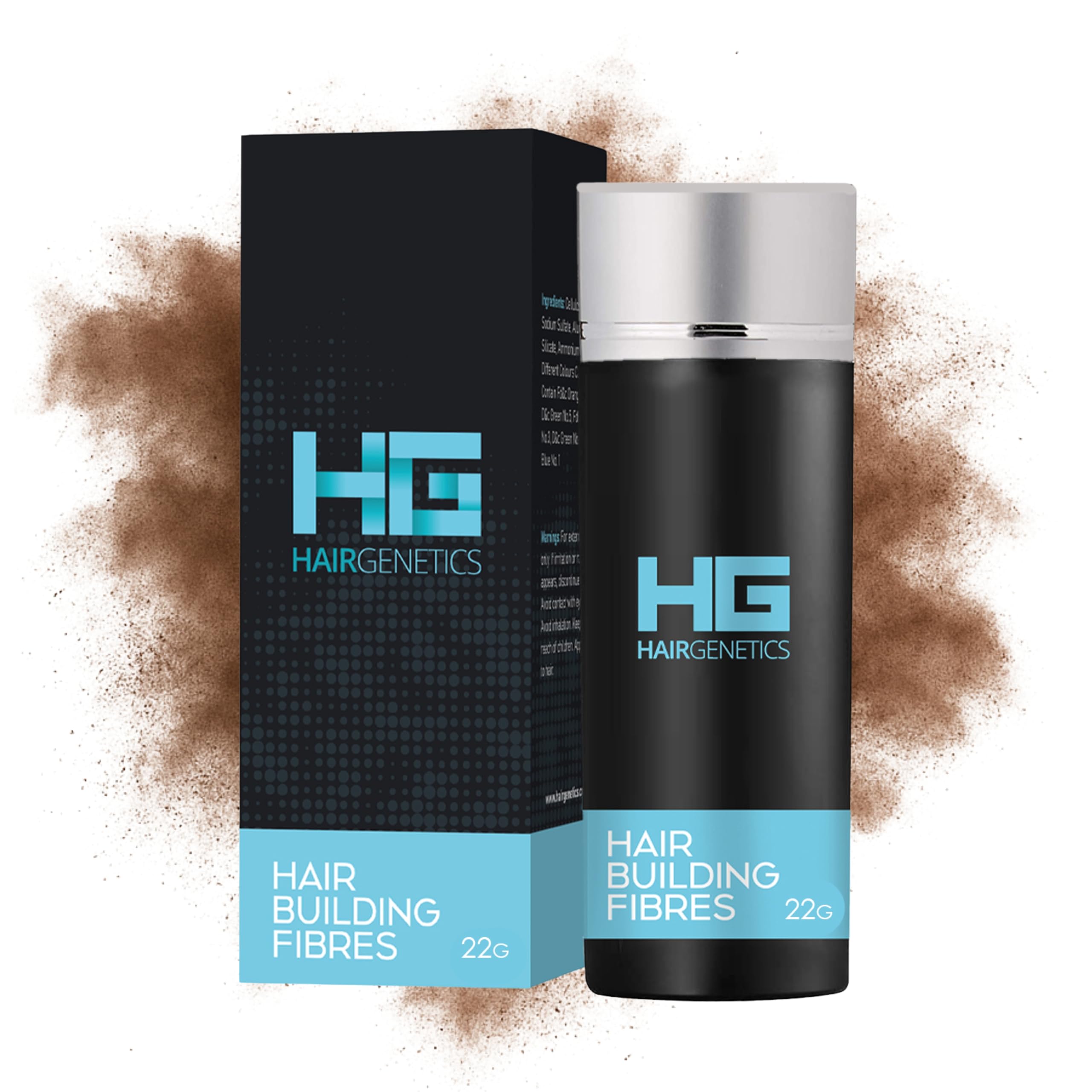 Hair Genetics Hair Fibres for Hair Loss Cover Thin Hair & Bald Spots- Hair Fibre for Thick Hairs- Fibers for Men and Women for Hair Loss (Medium Brown 22g)