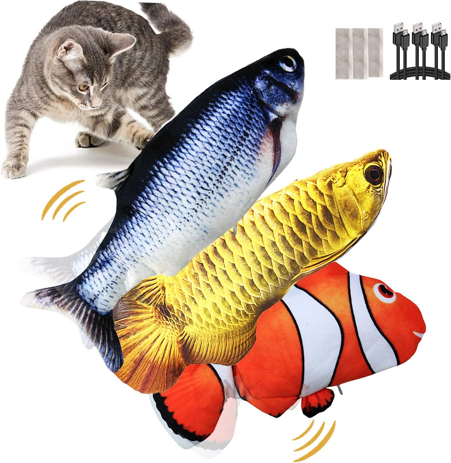 3 Pack Electric Fish Cat Toys, Rosyclo Flopping Fish