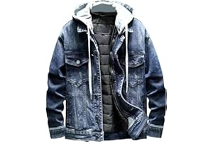 Men's Warm Thicken Jean Jacket Winter Fleece Lined Trucker Outwear Fashion Vintage Distressed Padded Denim Coat