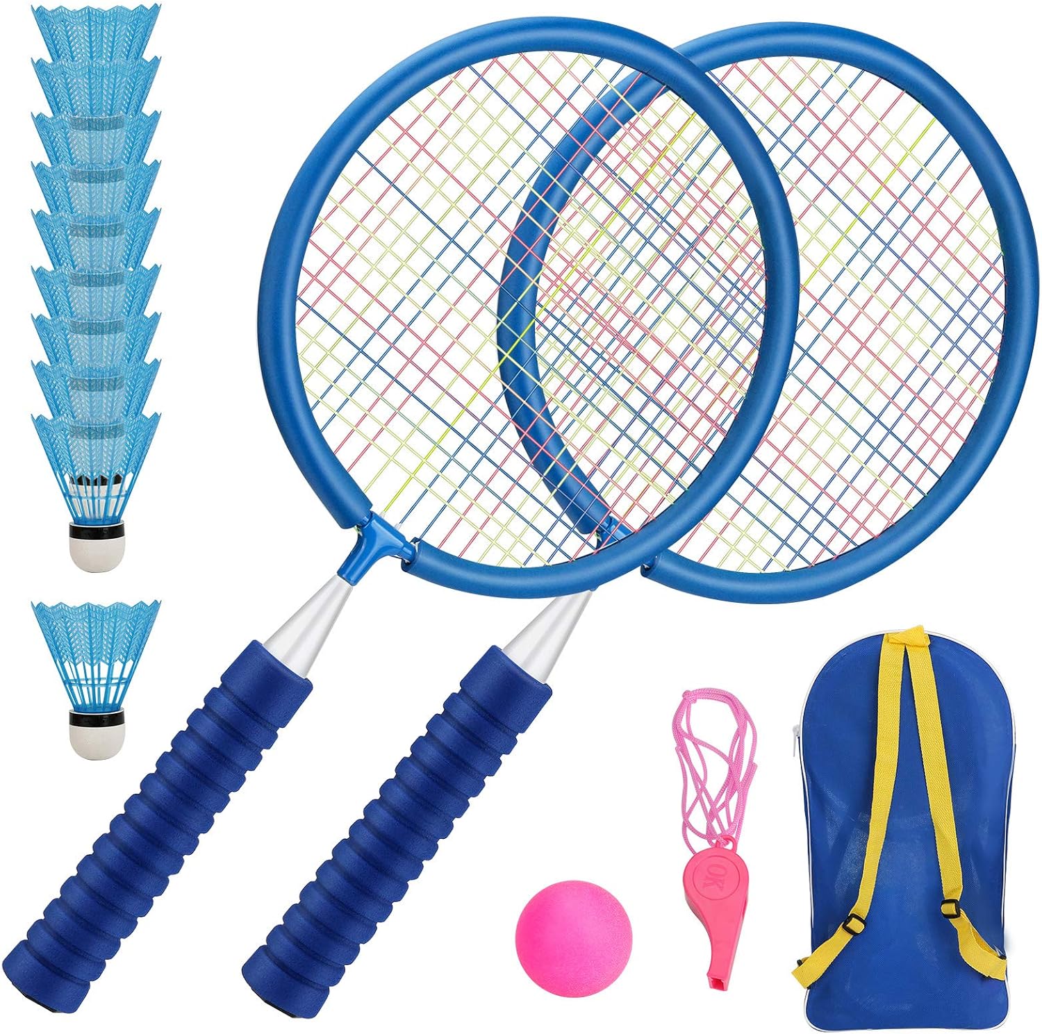 Jeu De Raquettes Enfant - 2 Raquettes + 3 Balles + 3 Volants - Pour Tennis Et Badminton - Dès 3 Ans