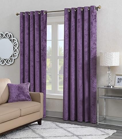 Harvey Williams Crushed Velvet Fully Lined Curtain Pair Ringtop
