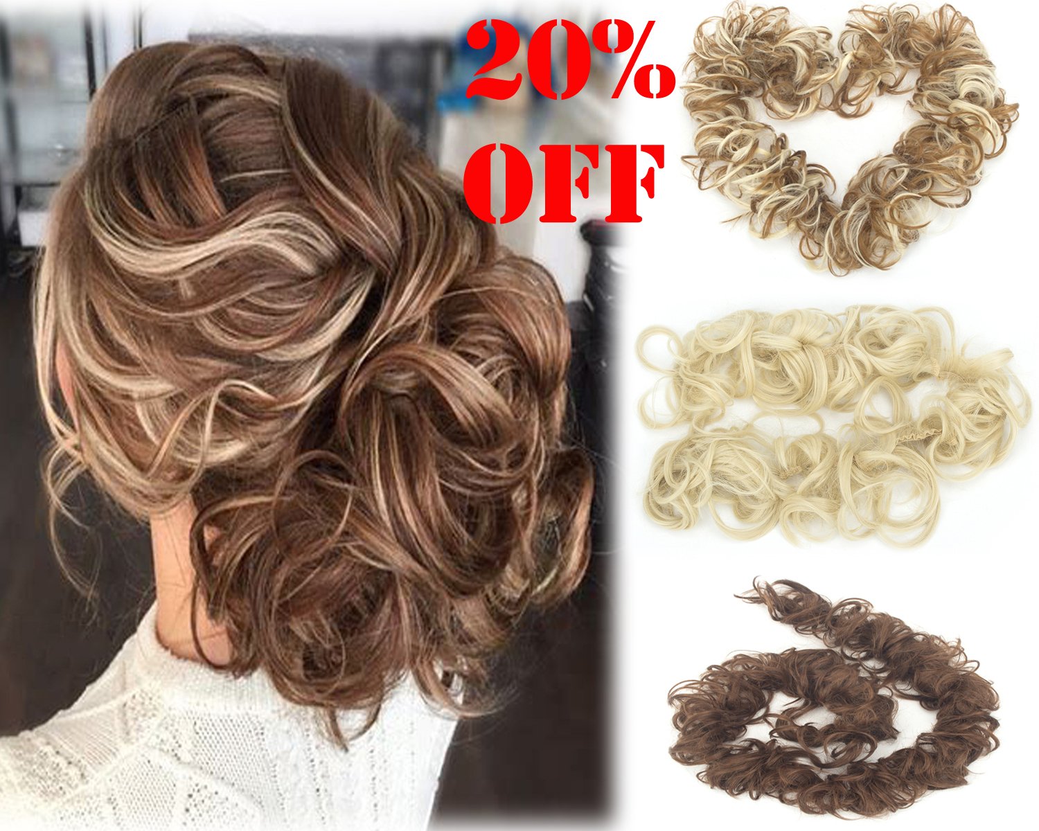 Amazon Com 32 Long Curly Hair Extensions For Hair Bun Ponytail