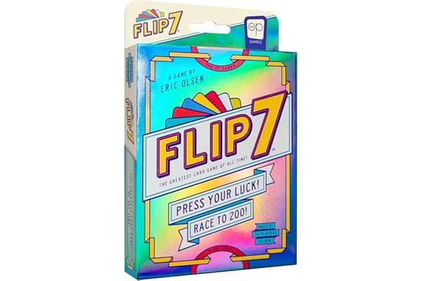 USAOPOLY Flip 7, The Ultimate Blend of Press Your Luck & Strategy, Fast-Paced Addictive Card Game,Quick to Learn & Easy to Teach,Perfect for Game Nights, 3+ Players, Ages 8 & Up, 20 Minutes Play Time
