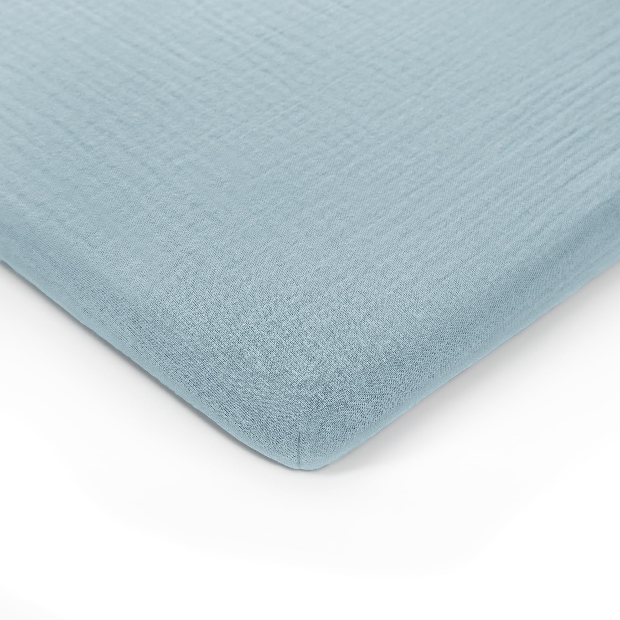 Comfy Cubs Muslin Baby Bassinet Sheet - 100% Soft Cotton Fabric, Breathable & Gentle for Infant’s Sensitive Skin - Universal Fit with Secure Elastic Edging, Gift-Ready Packaging - Sky Blue