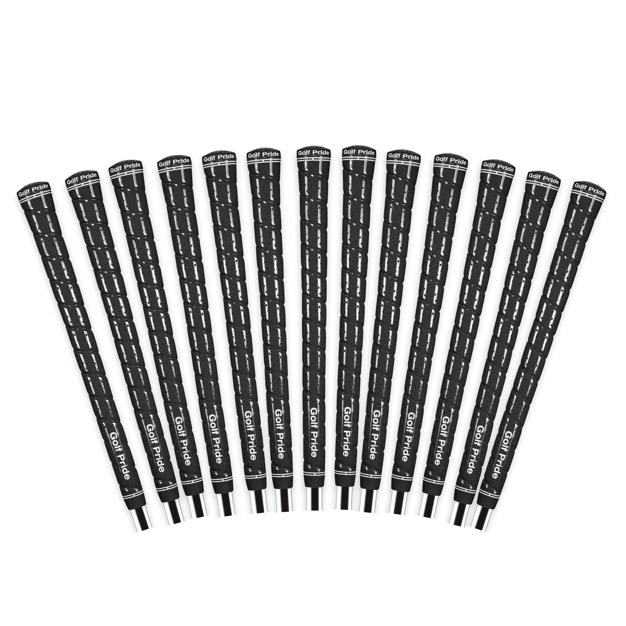 Golf Pride Tour Wrap Golf Grip - Comfortable, Durable Grip for Clubs - Classic Wrap Design with High-Tack Feel - Rubber Construction - Midsize - Black - 13 Pack Image