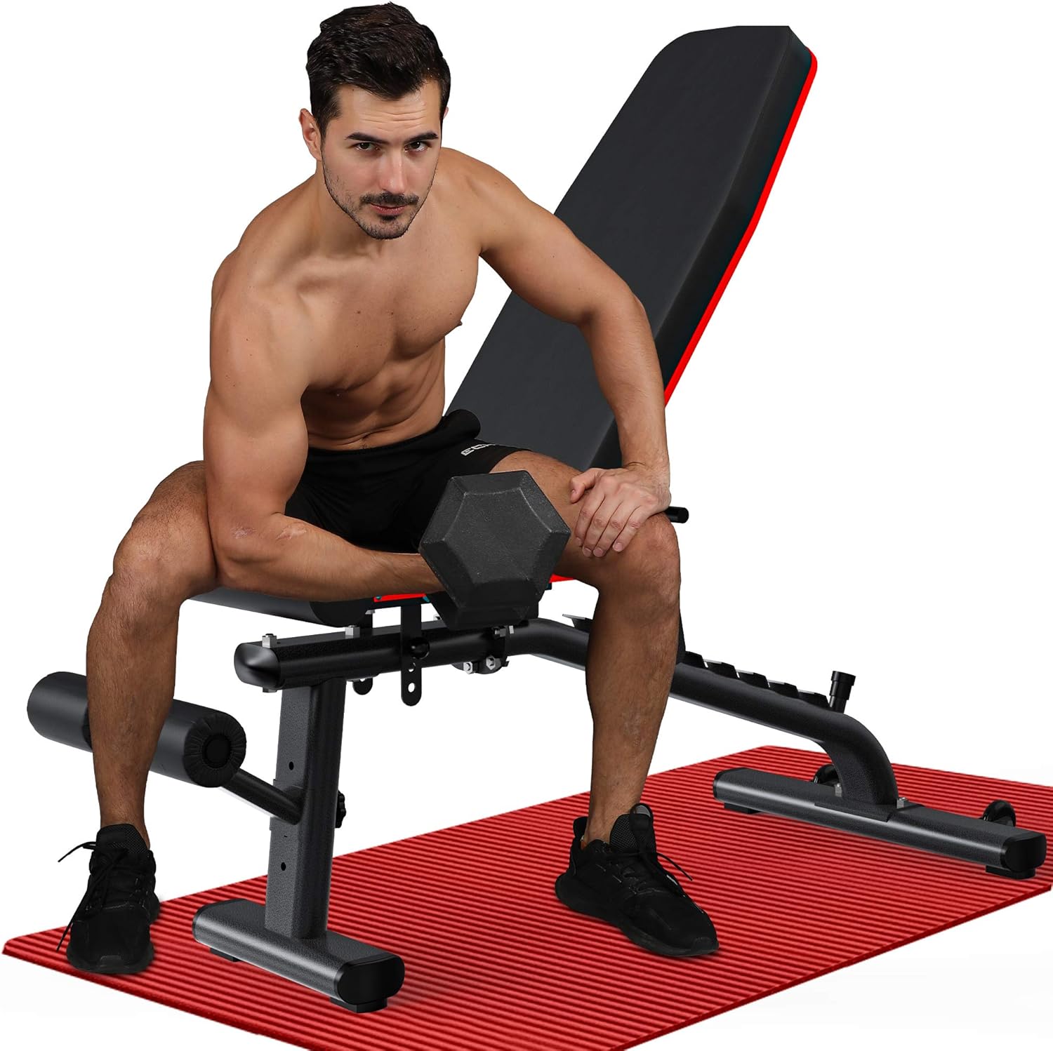 KingStone Adjustable Weight Benches for Full Body Workout with Ultra-wide Frame Strength Training Incline Flat Decline Exercise Workout Benches Press for Home Gym Black : Sports & Outdoors