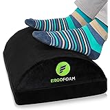 ErgoFoam Adjustable Foot Rest Under Desk for Added Height - Large Premium Velvet Soft Foam Footrest for Desk - Most Comfortab
