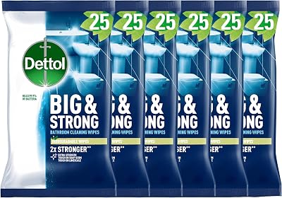 Dettol Big & Strong Bathroom Wipes 25 Count - Extra Strength Soap Scum Limescale