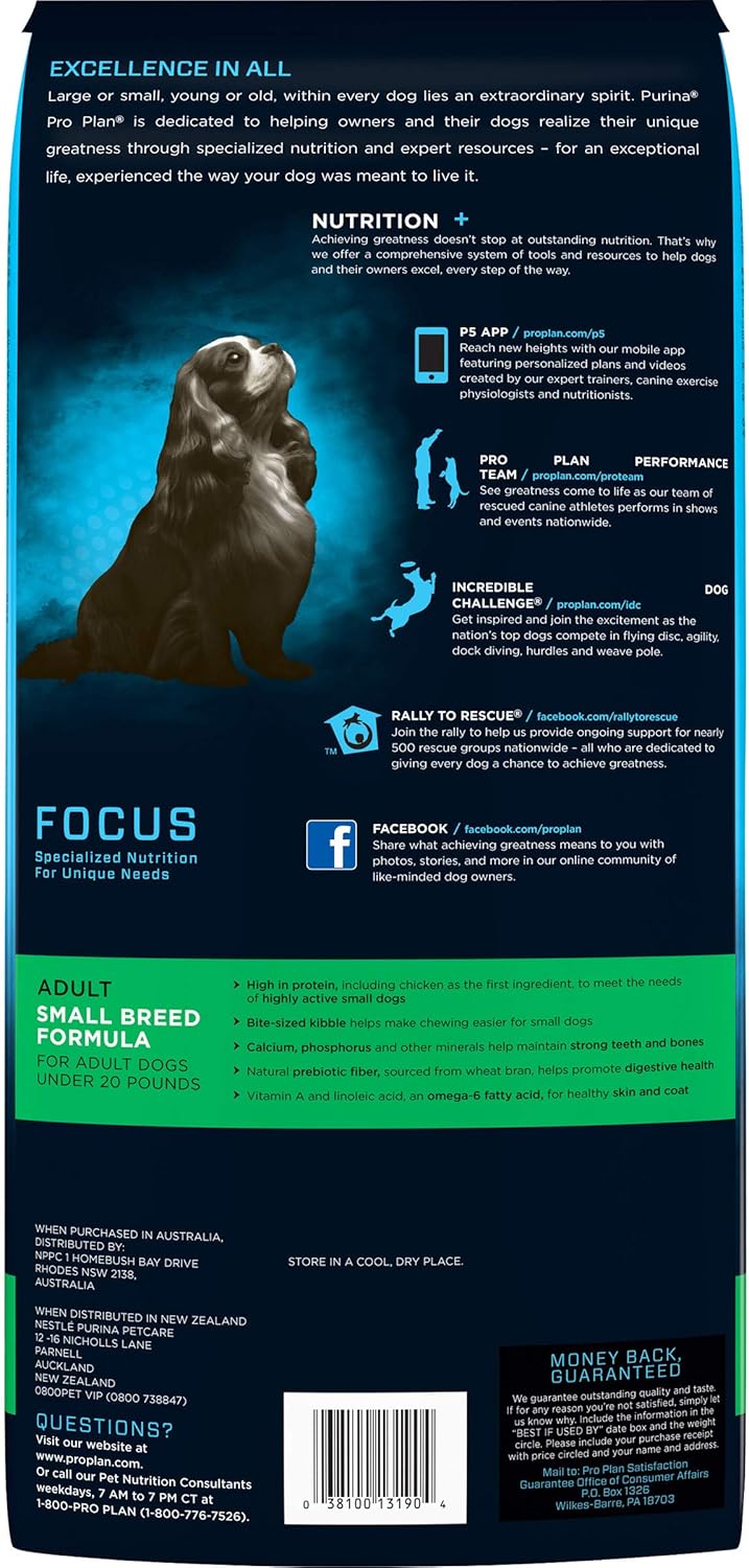 Amazon Com Purina Pro Plan Small Breed Dry Dog Food Focus Small Breed Formula 6 Lb Bag Pet Supplies