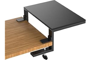ARES WING Clamp-On Desk Extender & Monitor Shelf – 15" Space Booster, Freestanding or Clamp Mount, Holds 44 lbs, No Drill Desktop Organizer for Office/Gaming, Black