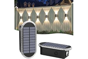 HERZILA Solar Fence Lights Outdoor,Warm White 8 Color Setting & RGB Solar Lights Outdoor IP65 Waterproof Dusk-to-Dawn Solar Outdoor Light for Fence,Patio,Outside,Backyard Holiday Decorations Pack of 2