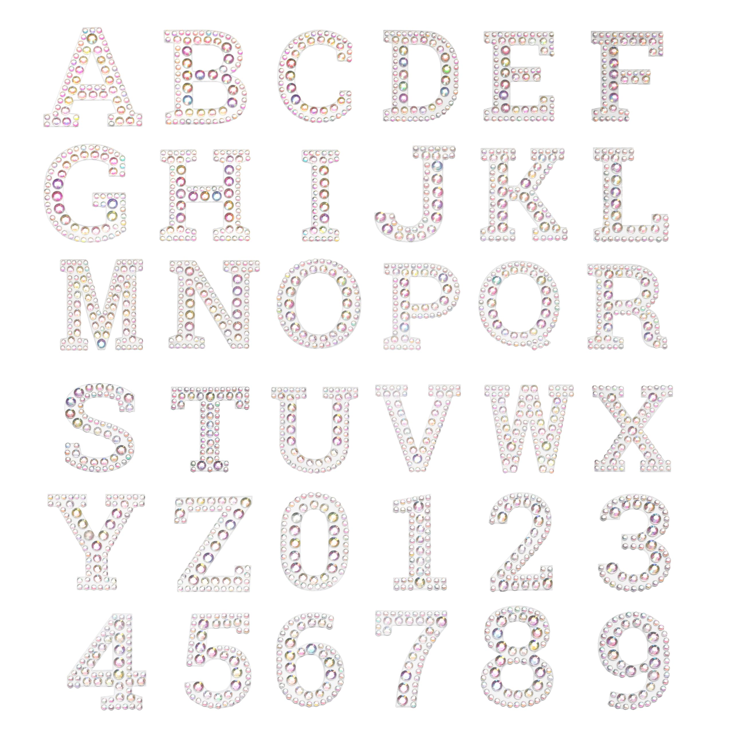 Desecraft 36 Pieces Sliver Holographic Rhinestone Alphabet Letter Stickers Number Crystal Gem Self Adhesive Stickers for Art Crafts DIY Decors