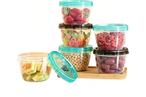 6-Pack 16 Oz Airtight Food Storage Containers with Twist Top Lids – Leakproof, BPA-Free Plastic Meal Prep Containers – Microw