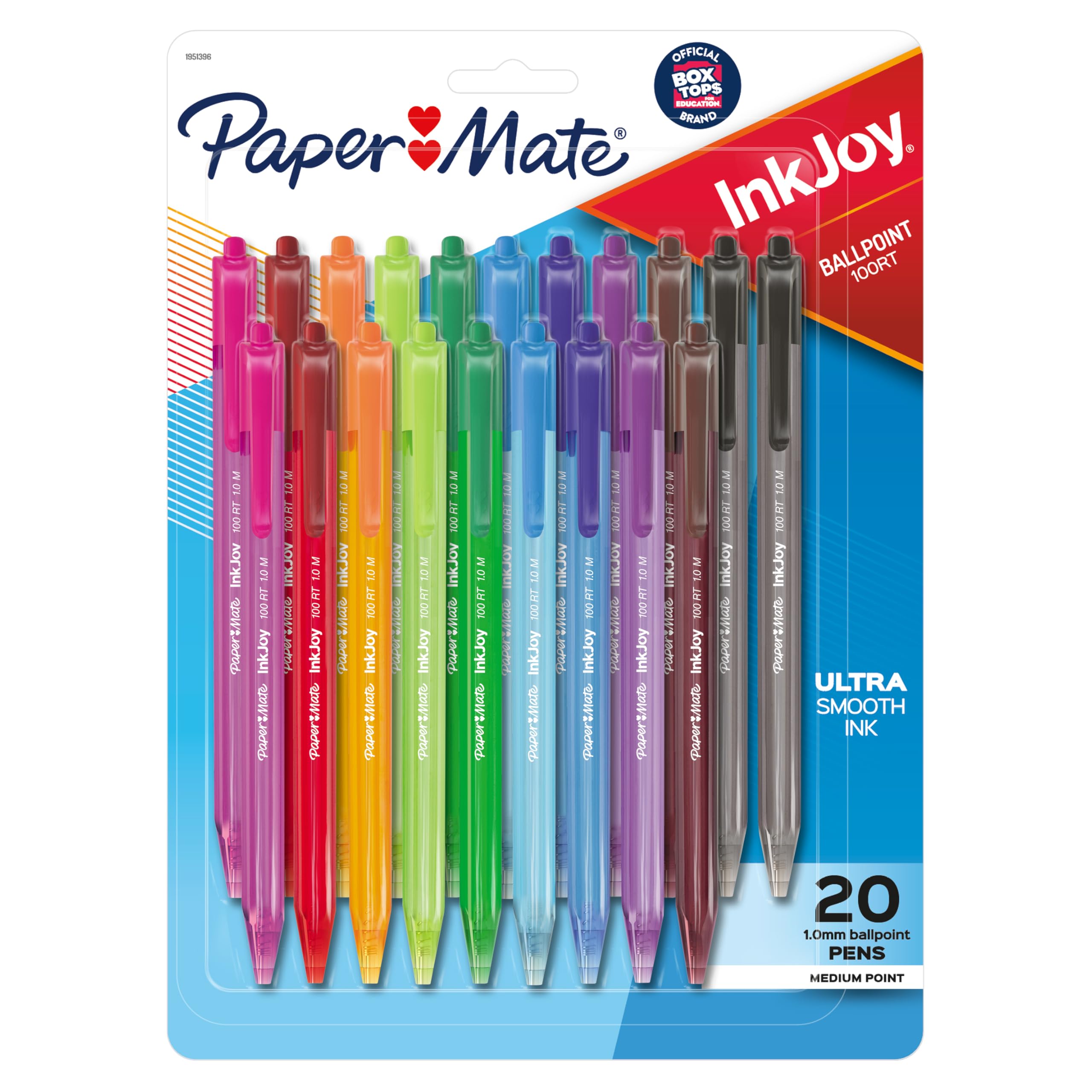 Photo 1 of Paper Mate InkJoy 100RT Retractable Ballpoint Pens, Medium Point (1.0mm), Assorted, 20 Count