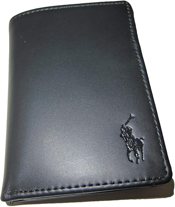 polo ralph lauren mens trifold leather wallet black