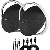 Harman Kardon Onyx Studio 8 Bluetooth Wireless Portable Speaker (Black) (HKOS8BLKAM) + 2 x USB-C Cable + 2 x AUX Cable (2-Pack)