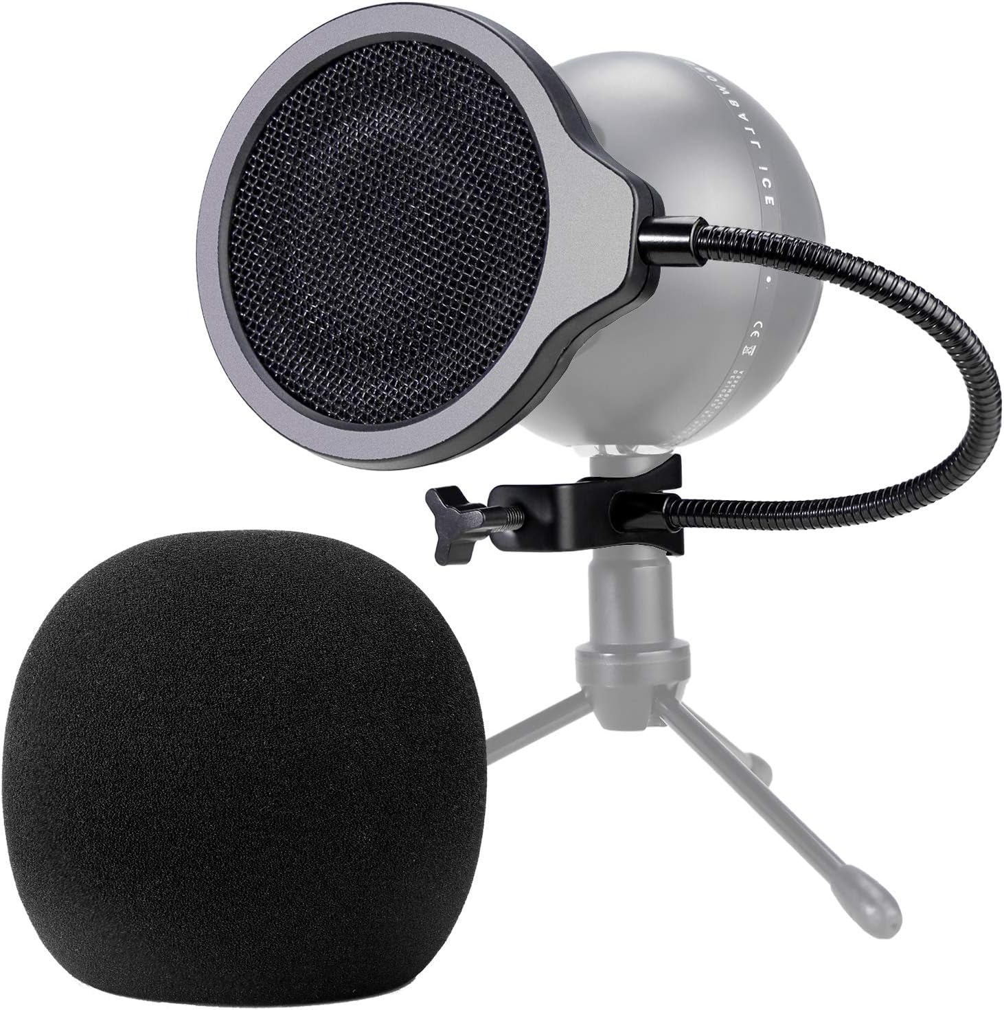 Snowball Mic Pop Filter with Foam Windscreen