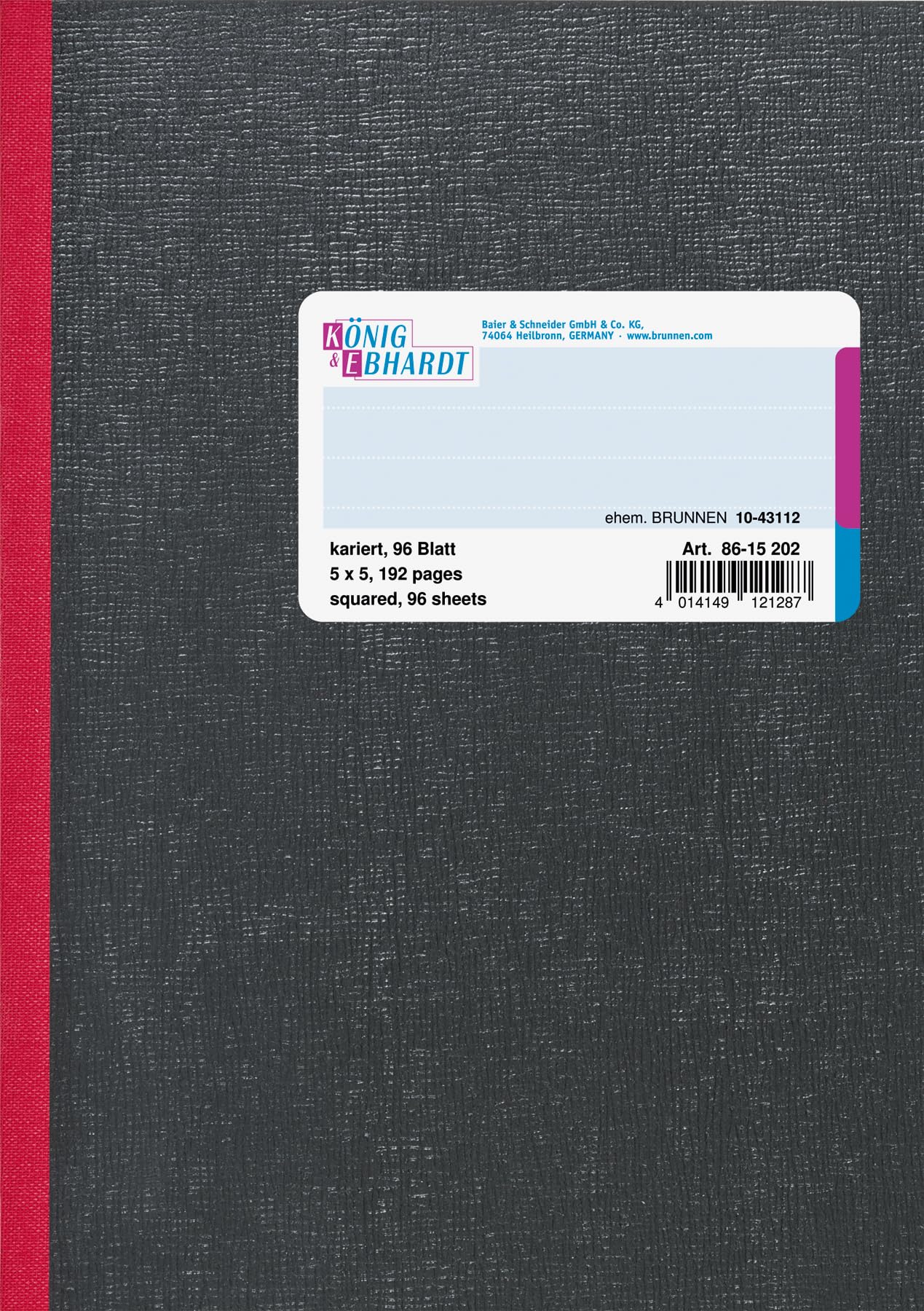 König & Ebhardt 8615202 Notebook A5 96 Pages Squared Thread Stitched