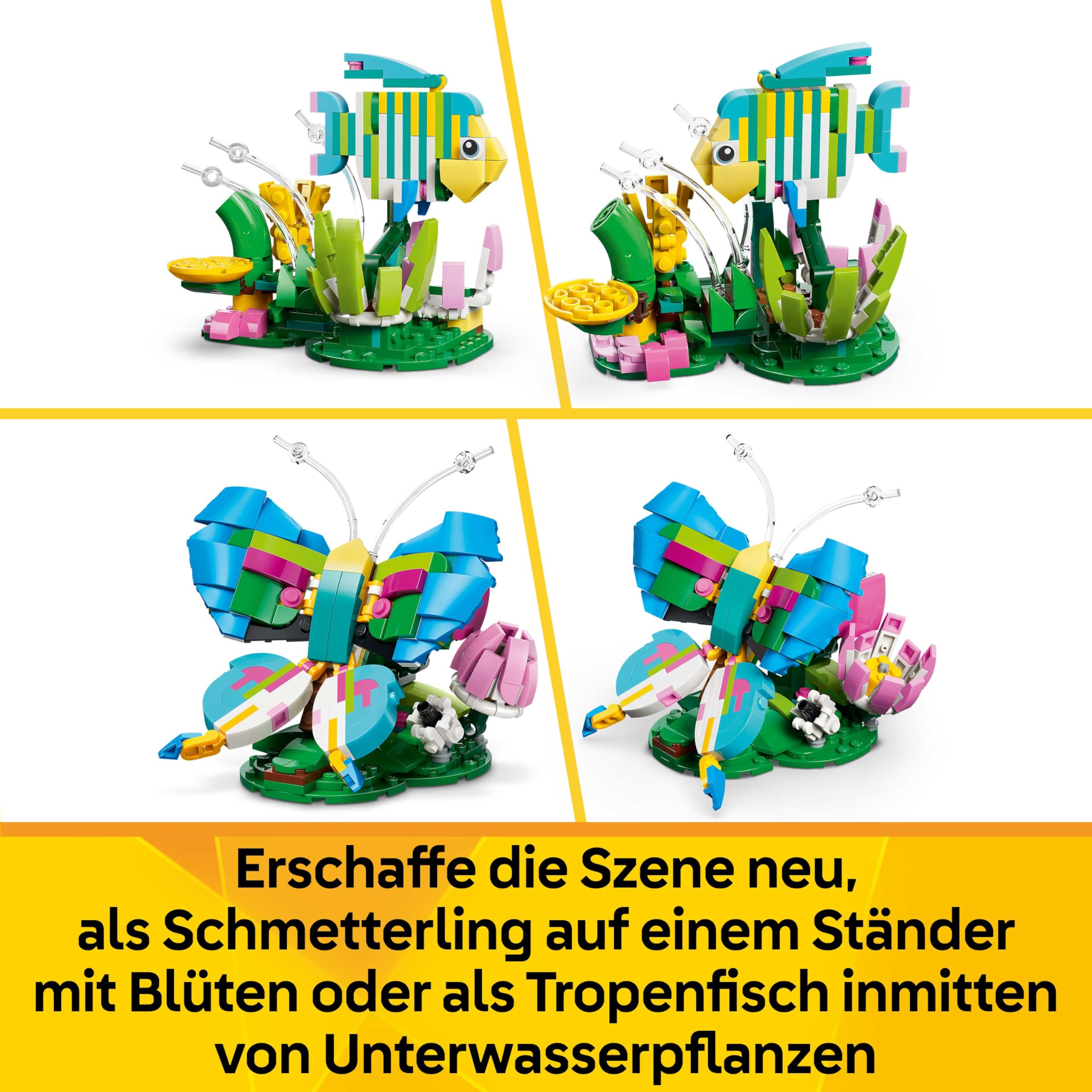 LEGO Creator 3in1 Wild Animals: Colourful Hummingbird - Bird Toy Transforms into a Butterfly or Fish Figure - DIY Room Decor Idea - Creative Gift for 8+ Year Old Girls & Boys - 31384 6