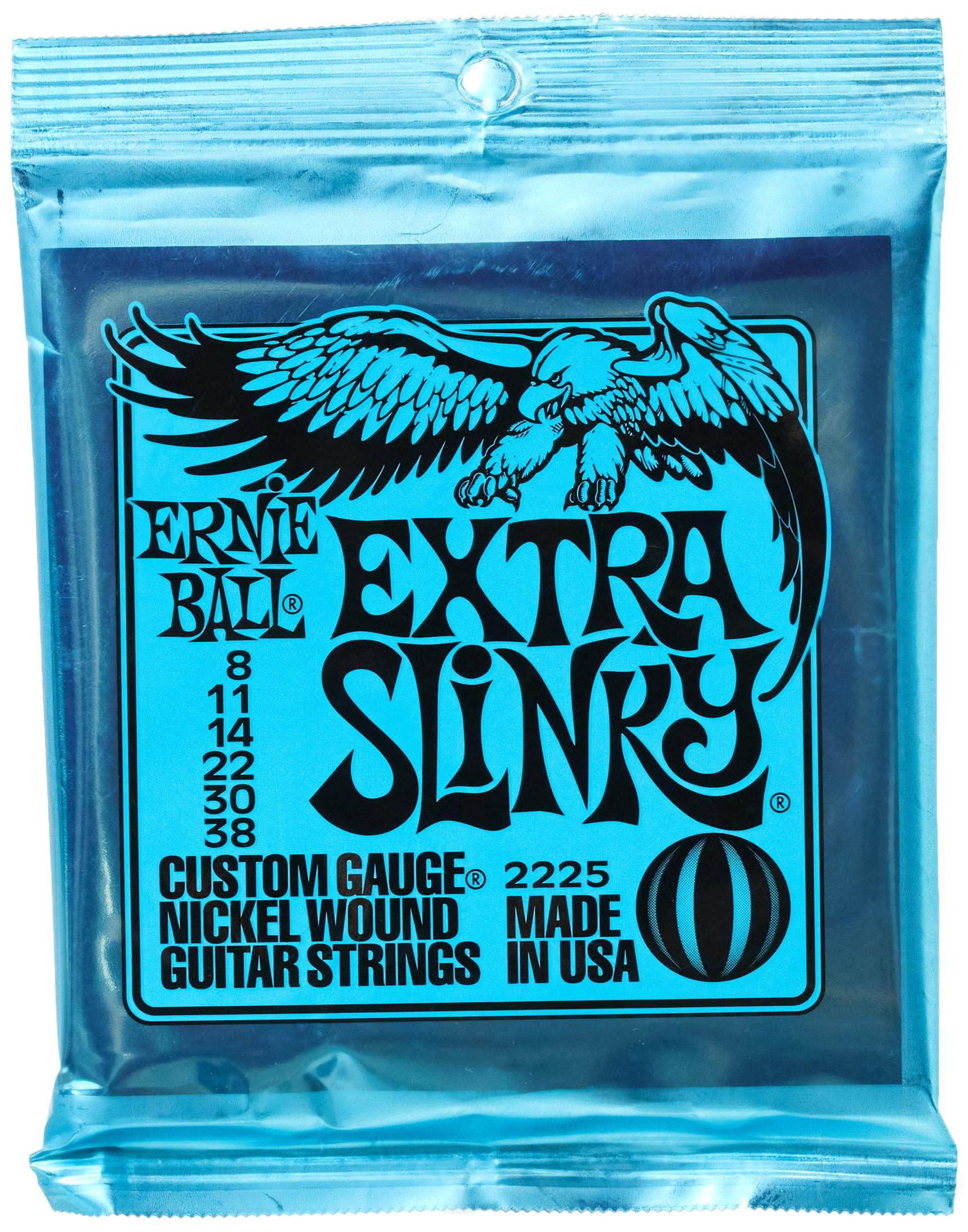 Ernie Ball Extra Slinky Nickel Wound Electric Guitar Strings - 8-38 Gauge (Pack of 2)