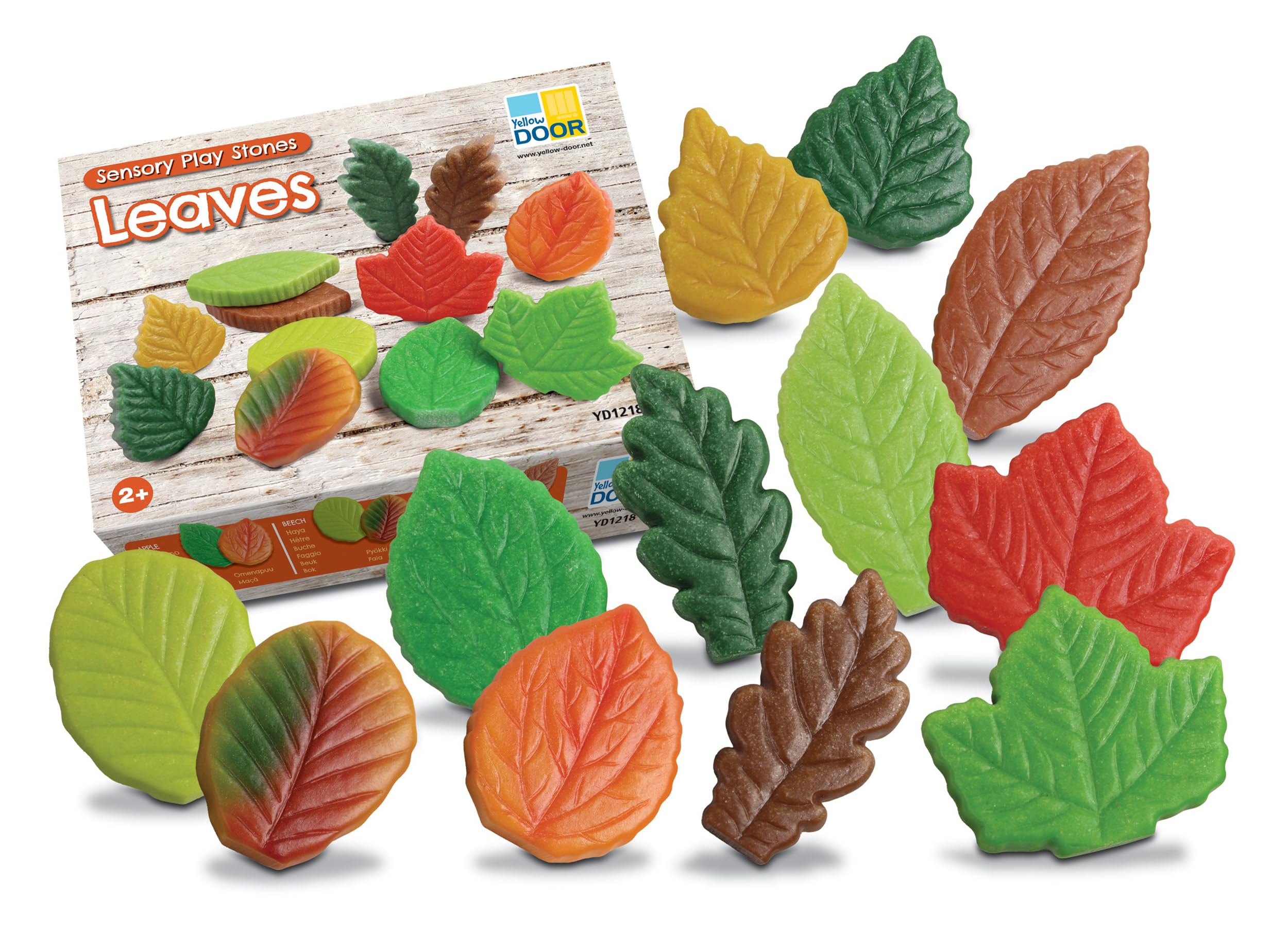 Yellow Door Sensory Play Stones Leaves | Set of 12 Realistic Toy Leaves | Fake Leaf for Small World Pretend Play |Learn about Seasons | Early Educational Learning | Mud Kitchen |Outdoor Toys