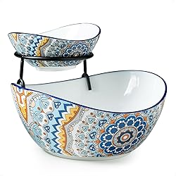 YHOSSEUN Chip and Dip Serving Set, 2 Tierd Serving