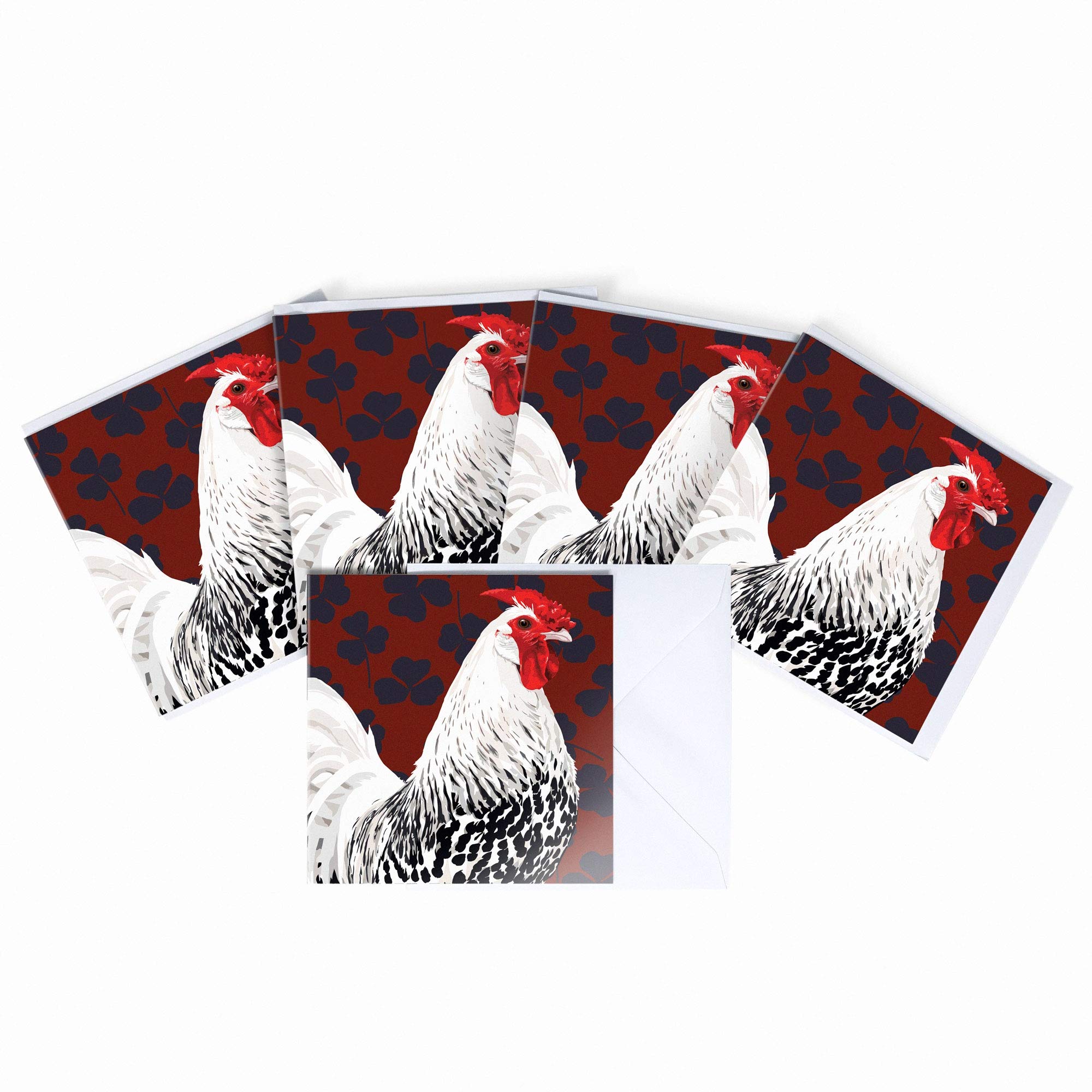 Leslie Gerry Rooster Blank Greeting Card Pack of 5 Multipack