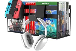 Alyoen New Upgrade Video Game Storage Tower, Gaming Holder Shelf, Game Organizer Wall Mount with Controller Hook for Xbox Series/CD/DVD