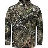 Mossy Oak Mens Men's Hunting Shirts Lightweight Camo Tibbee Tech Stretch Quarter Zip