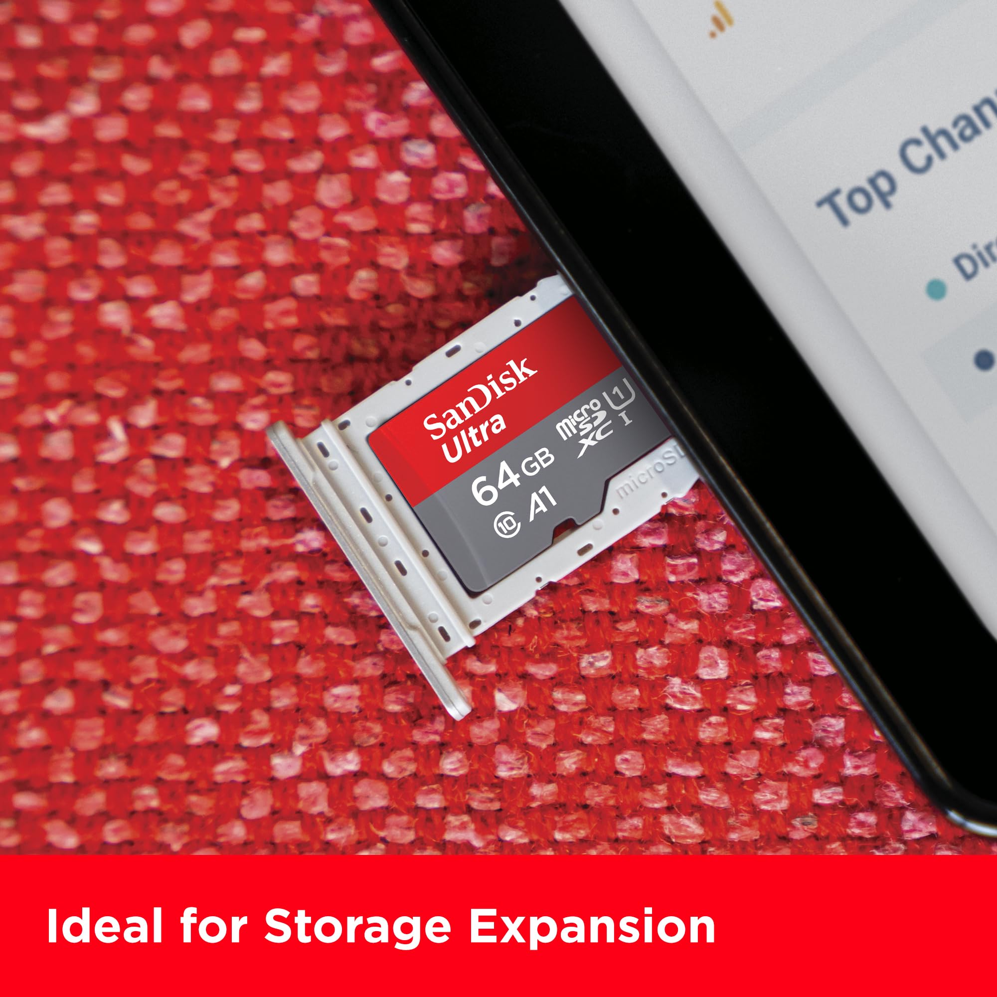 SanDisk Ultra Android microSDXC UHS-I Speicherkarte 64 GB + Adapter (Für Smartphones und Tablets, A1, Class 10, U1, Full HD-Videos, bis zu 140 MB/s Lesegeschwindigkeit) 4